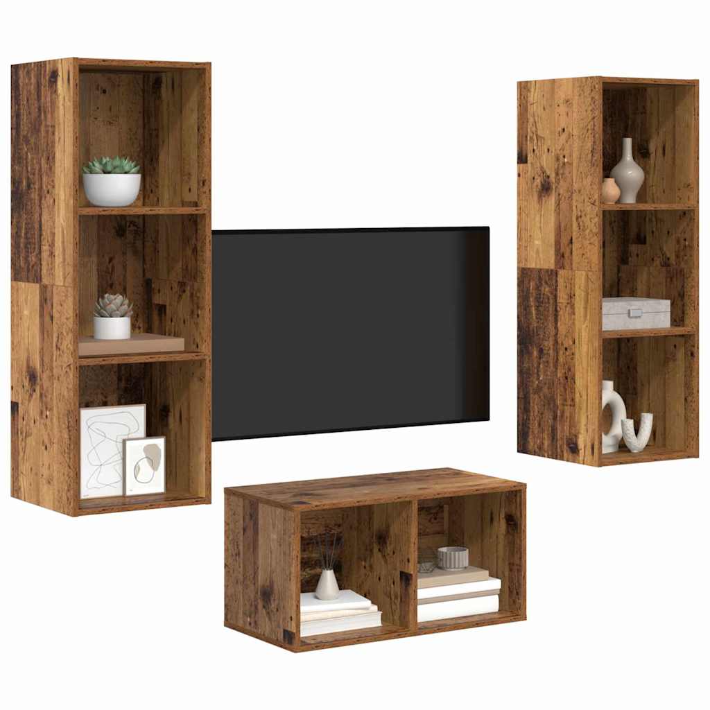 Tv-meubelset Oud Hout 37 x 37 x 107 cm Bewerkt hout is nu te koop bij PeponiXL, paradijselijk wonen!