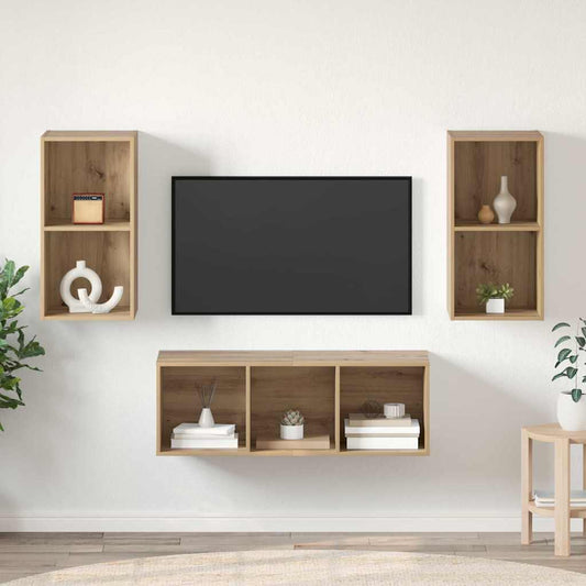 Tv-meubelset Artisan Eiken 37 x 37 x 107 cm Bewerkt hout is nu te koop bij PeponiXL, paradijselijk wonen!