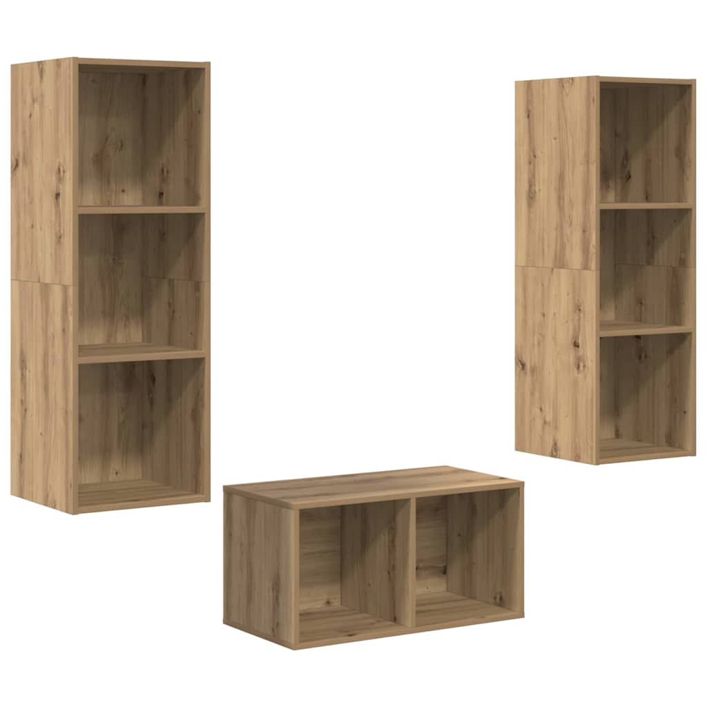 Tv-meubelset Artisan Eiken 37 x 37 x 107 cm Bewerkt hout is nu te koop bij PeponiXL, paradijselijk wonen!