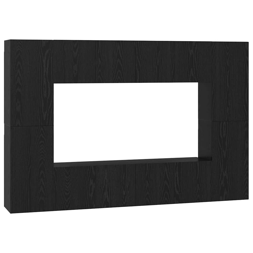 Tv-meubelset Wandgemonteerd 8 pcs Zwart Eiken Bewerkt hout is nu te koop bij PeponiXL, paradijselijk wonen!