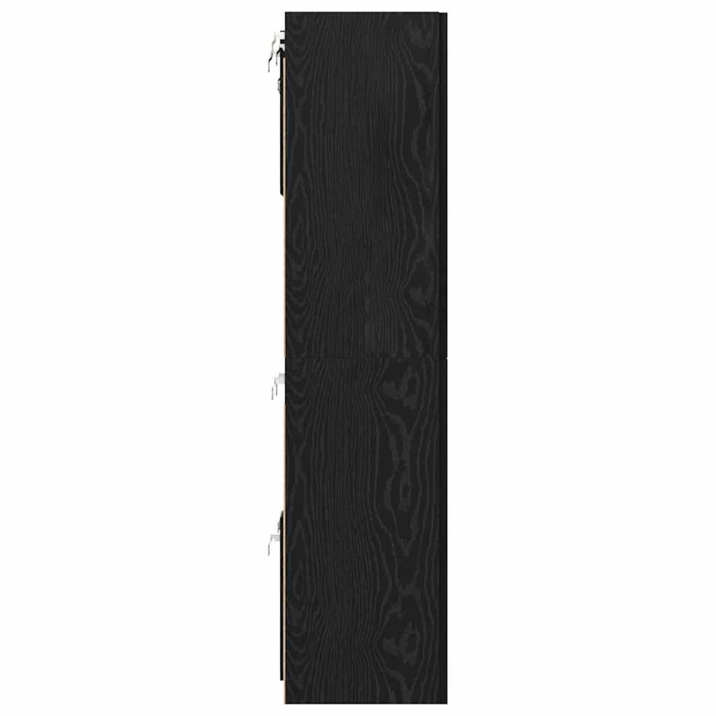 Tv-meubelset Wandgemonteerd 8 pcs Zwart Eiken Bewerkt hout is nu te koop bij PeponiXL, paradijselijk wonen!
