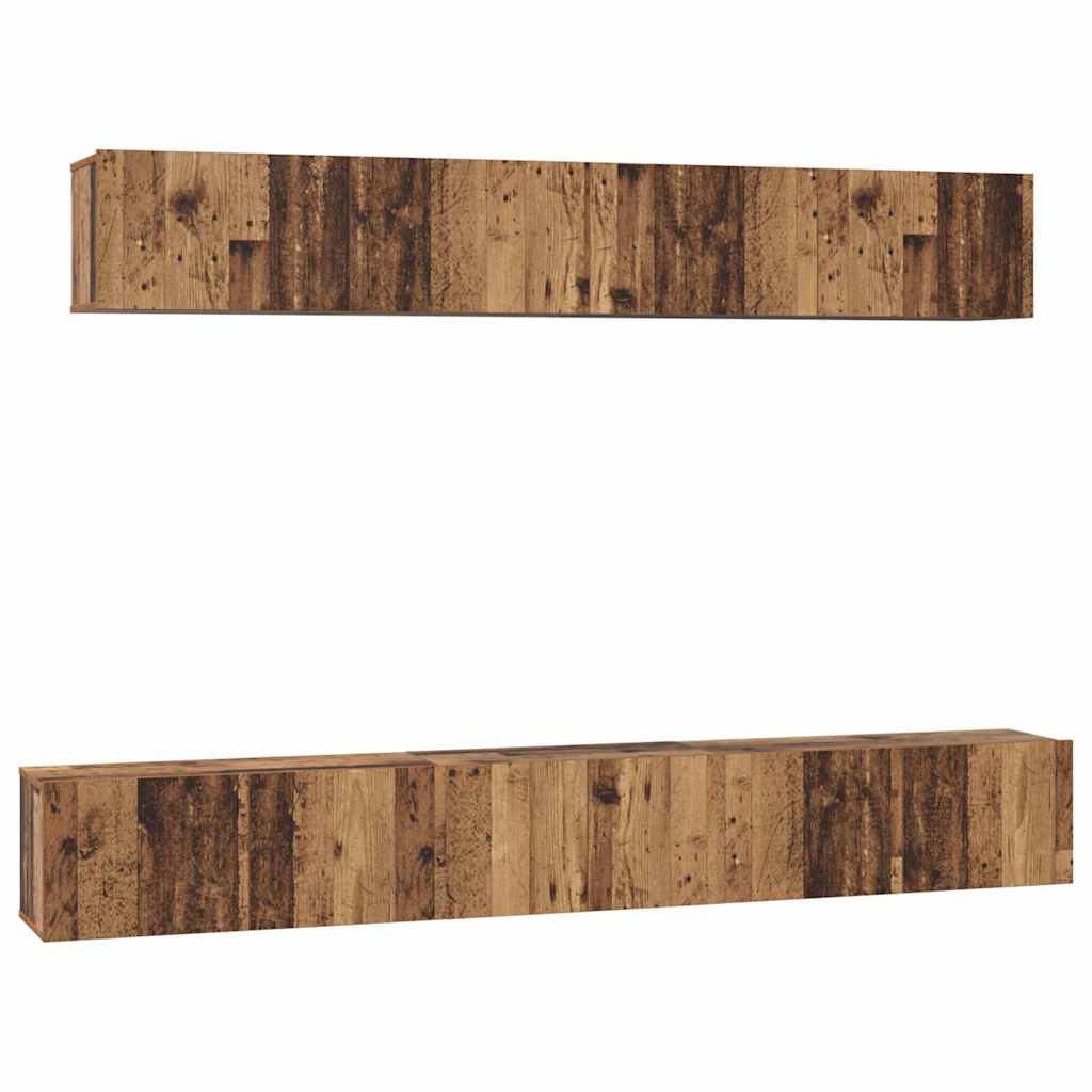 Tv-meubelset Wandgemonteerd 5 pcs Oud Hout Bewerkt hout is nu te koop bij PeponiXL, paradijselijk wonen!