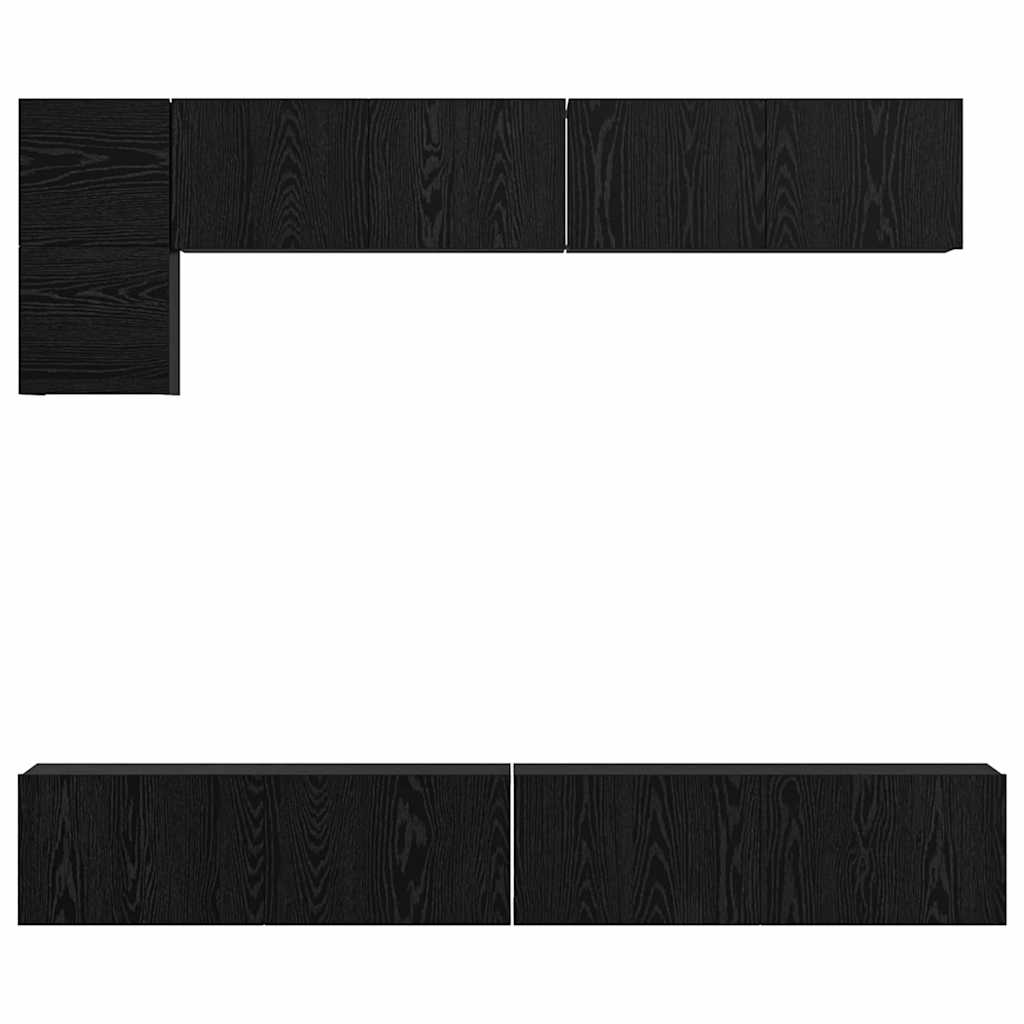 Tv-meubelset Wandgemonteerd 5 pcs Zwart Eiken Bewerkt hout is nu te koop bij PeponiXL, paradijselijk wonen!