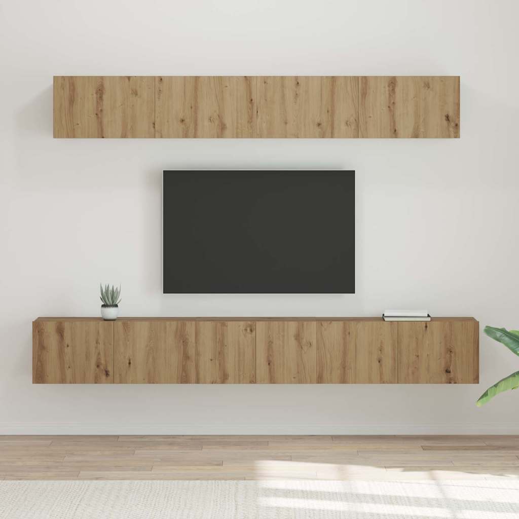 Tv-meubelset Wandgemonteerd 5 pcs Artisan Eiken Bewerkt hout is nu te koop bij PeponiXL, paradijselijk wonen!