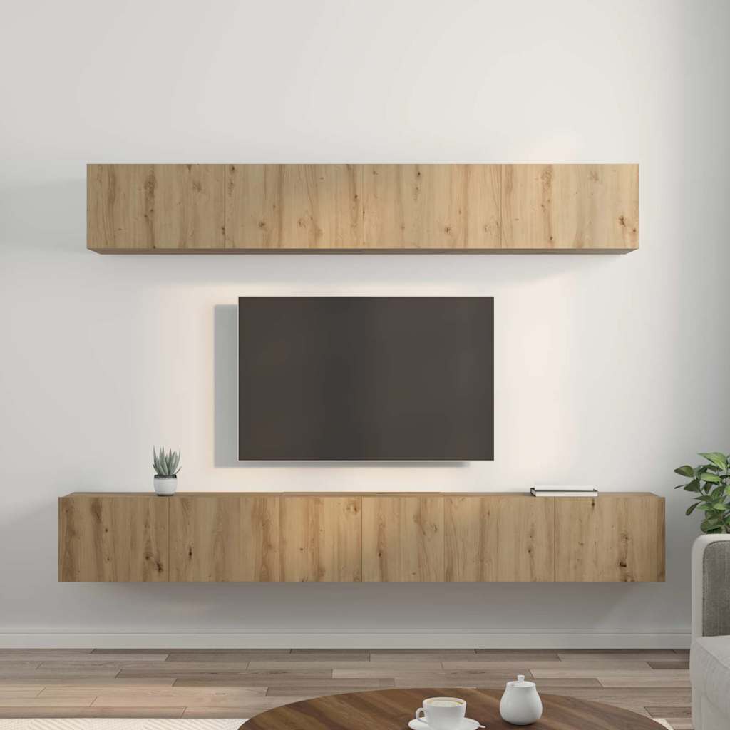 Tv-meubelset Wandgemonteerd 5 pcs Artisan Eiken Bewerkt hout is nu te koop bij PeponiXL, paradijselijk wonen!