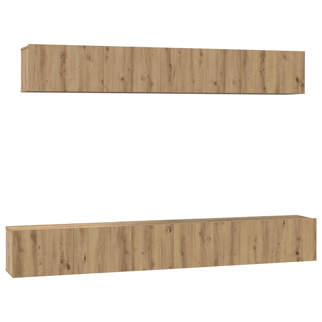 Tv-meubelset Wandgemonteerd 5 pcs Artisan Eiken Bewerkt hout is nu te koop bij PeponiXL, paradijselijk wonen!
