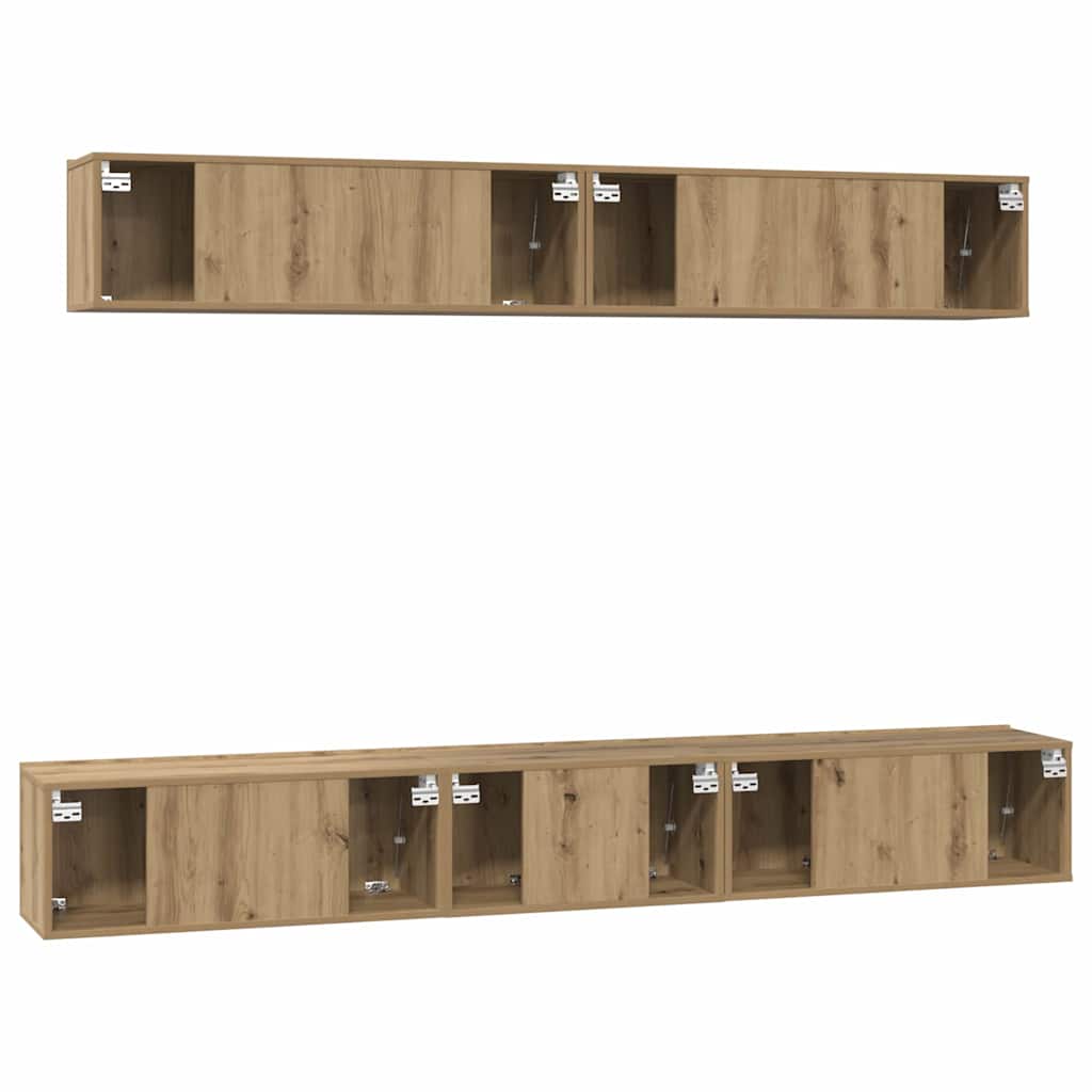 Tv-meubelset Wandgemonteerd 5 pcs Artisan Eiken Bewerkt hout is nu te koop bij PeponiXL, paradijselijk wonen!