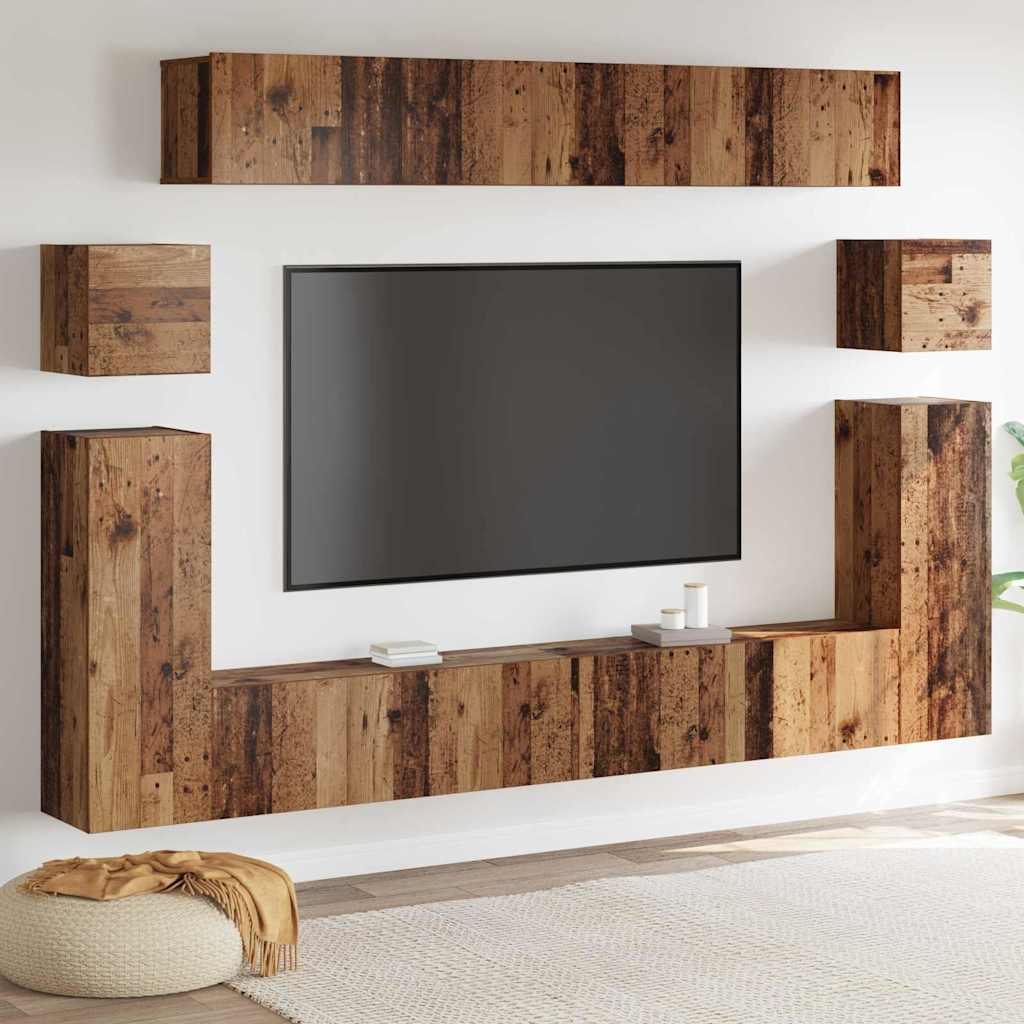 TV Eenheden Wandgemonteerd 4 pcs Oud Hout Bewerkt hout is nu te koop bij PeponiXL, paradijselijk wonen!