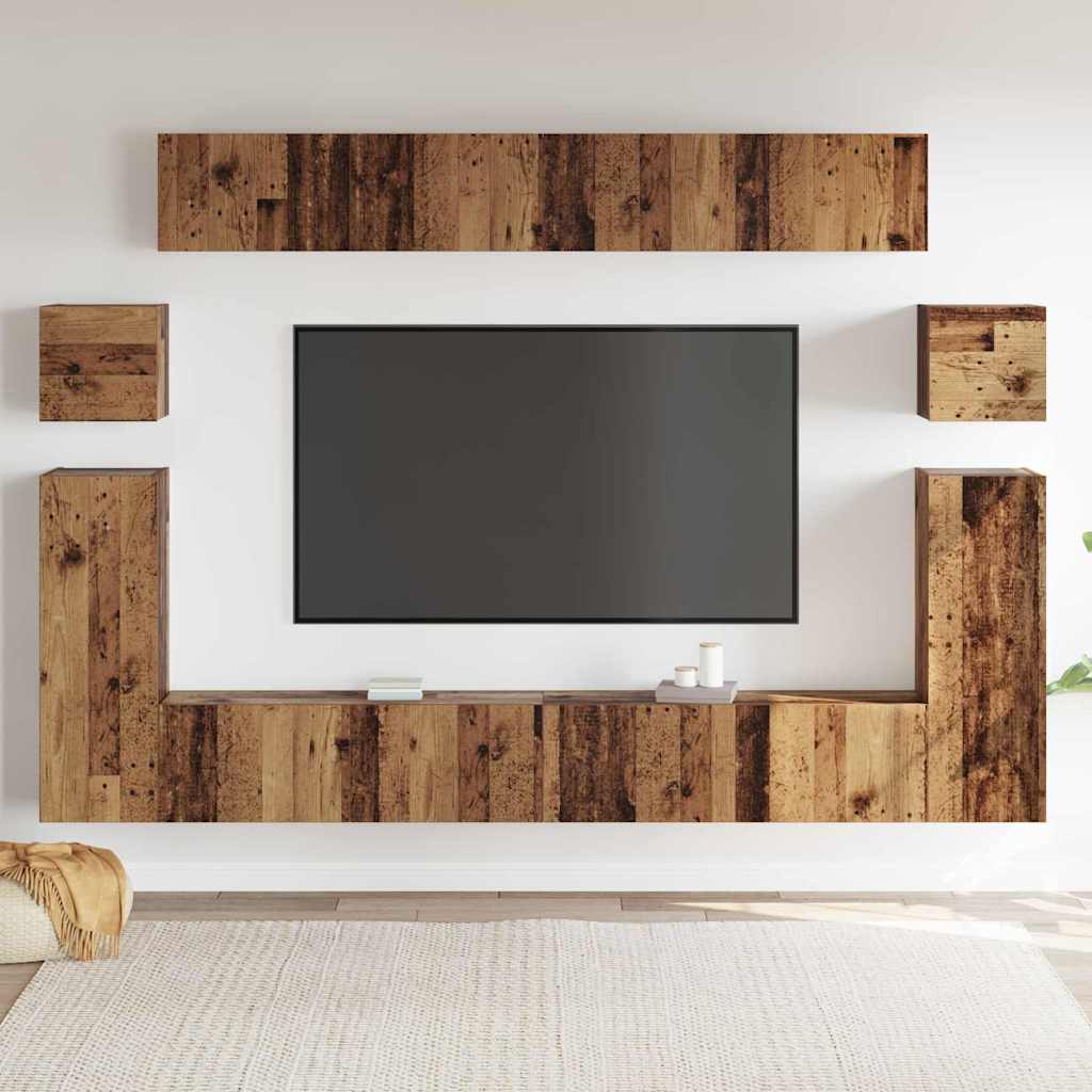 TV Eenheden Wandgemonteerd 4 pcs Oud Hout Bewerkt hout is nu te koop bij PeponiXL, paradijselijk wonen!