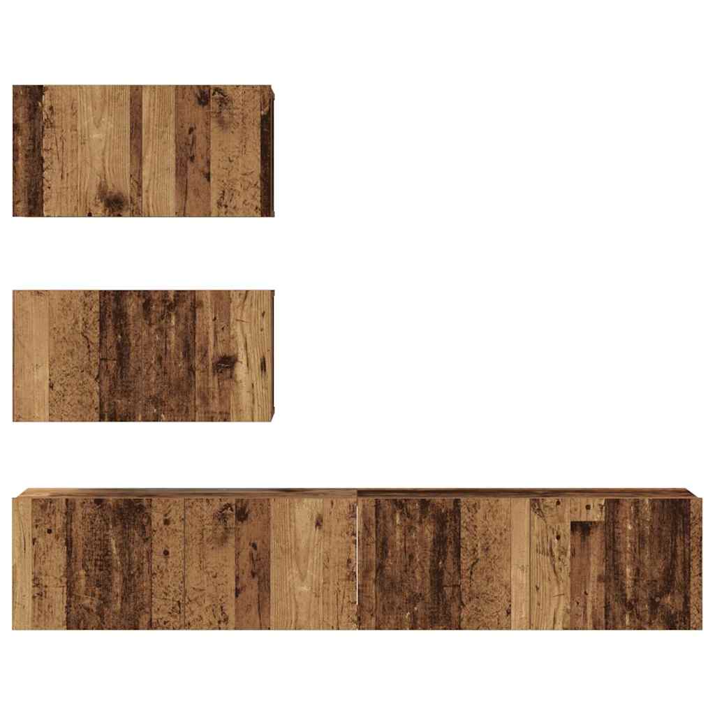 Tv-meubelset Wandgemonteerd 4 pcs Oud Hout Bewerkt hout is nu te koop bij PeponiXL, paradijselijk wonen!