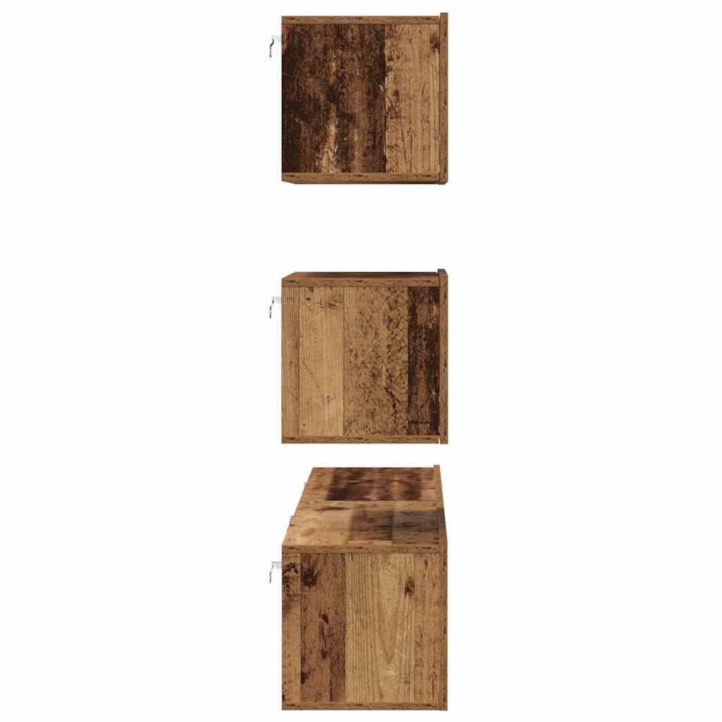 Tv-meubelset Wandgemonteerd 4 pcs Oud Hout Bewerkt hout is nu te koop bij PeponiXL, paradijselijk wonen!
