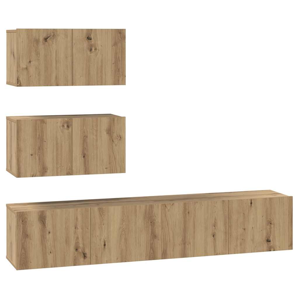 Tv-meubelset Wandgemonteerd 4 pcs Artisan Eiken Bewerkt hout is nu te koop bij PeponiXL, paradijselijk wonen!