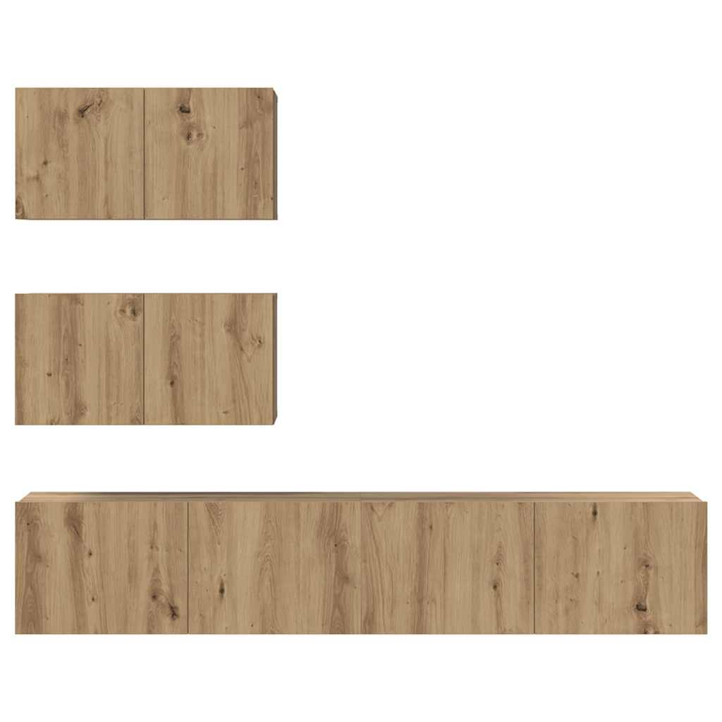 Tv-meubelset Wandgemonteerd 4 pcs Artisan Eiken Bewerkt hout is nu te koop bij PeponiXL, paradijselijk wonen!