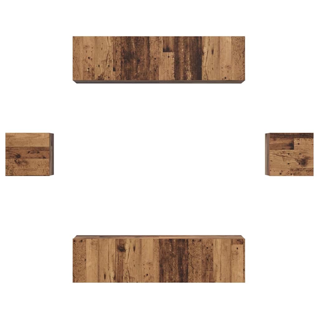 Tv-meubelset Wandgemonteerd 6 pcs Oud Hout Bewerkt hout is nu te koop bij PeponiXL, paradijselijk wonen!
