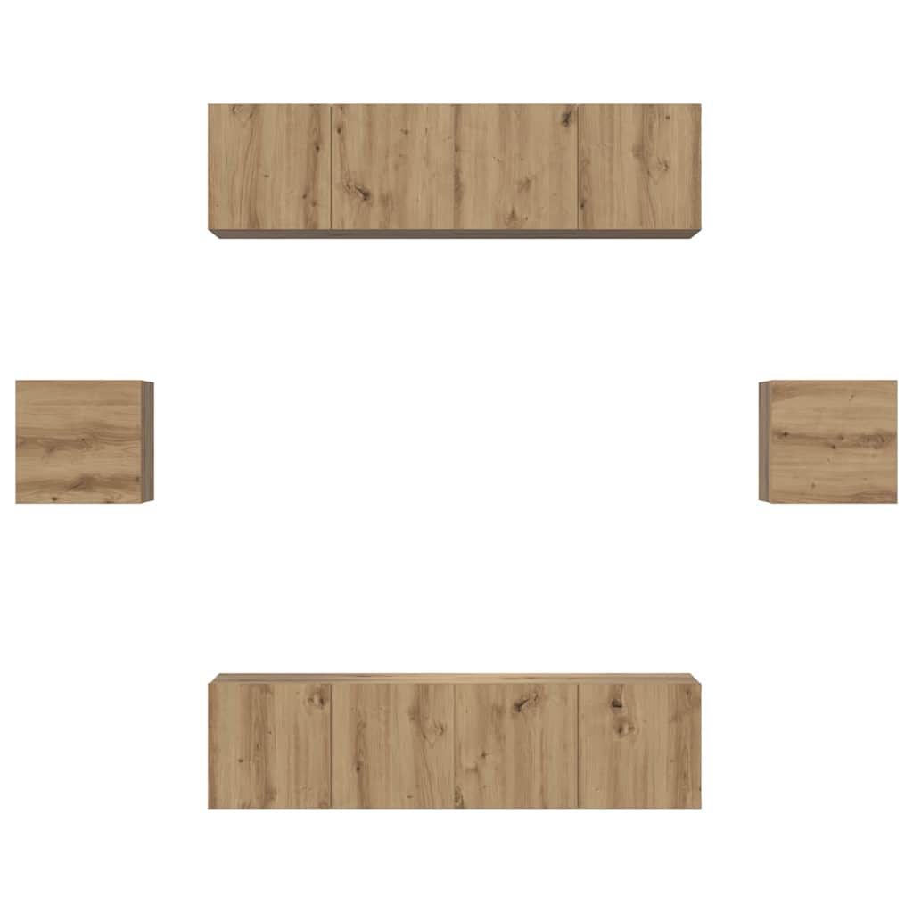 Tv-meubelset Wandgemonteerd 6 pcs Artisan Eiken Bewerkt hout is nu te koop bij PeponiXL, paradijselijk wonen!