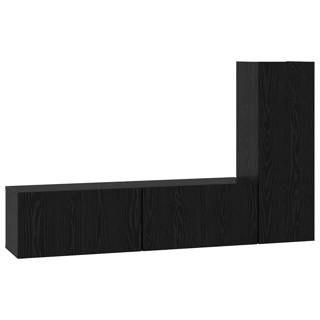 Tv-meubelset Wandgemonteerd 3 pcs Zwart Eiken Bewerkt hout is nu te koop bij PeponiXL, paradijselijk wonen!