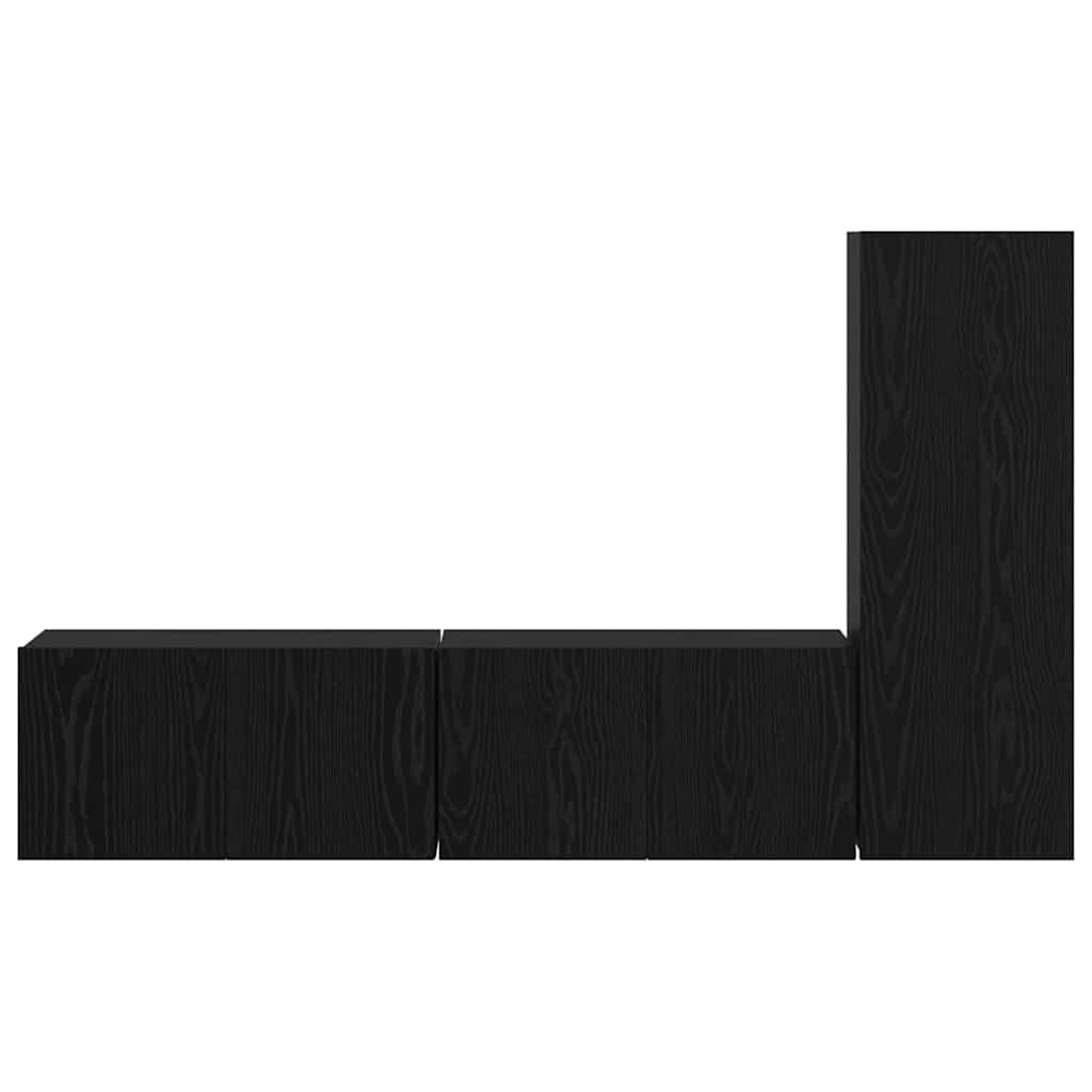 Tv-meubelset Wandgemonteerd 3 pcs Zwart Eiken Bewerkt hout is nu te koop bij PeponiXL, paradijselijk wonen!