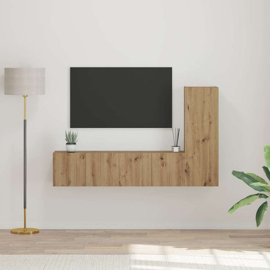 Tv-meubelset Wandgemonteerd 3 pcs Artisan Eiken Bewerkt hout is nu te koop bij PeponiXL, paradijselijk wonen!