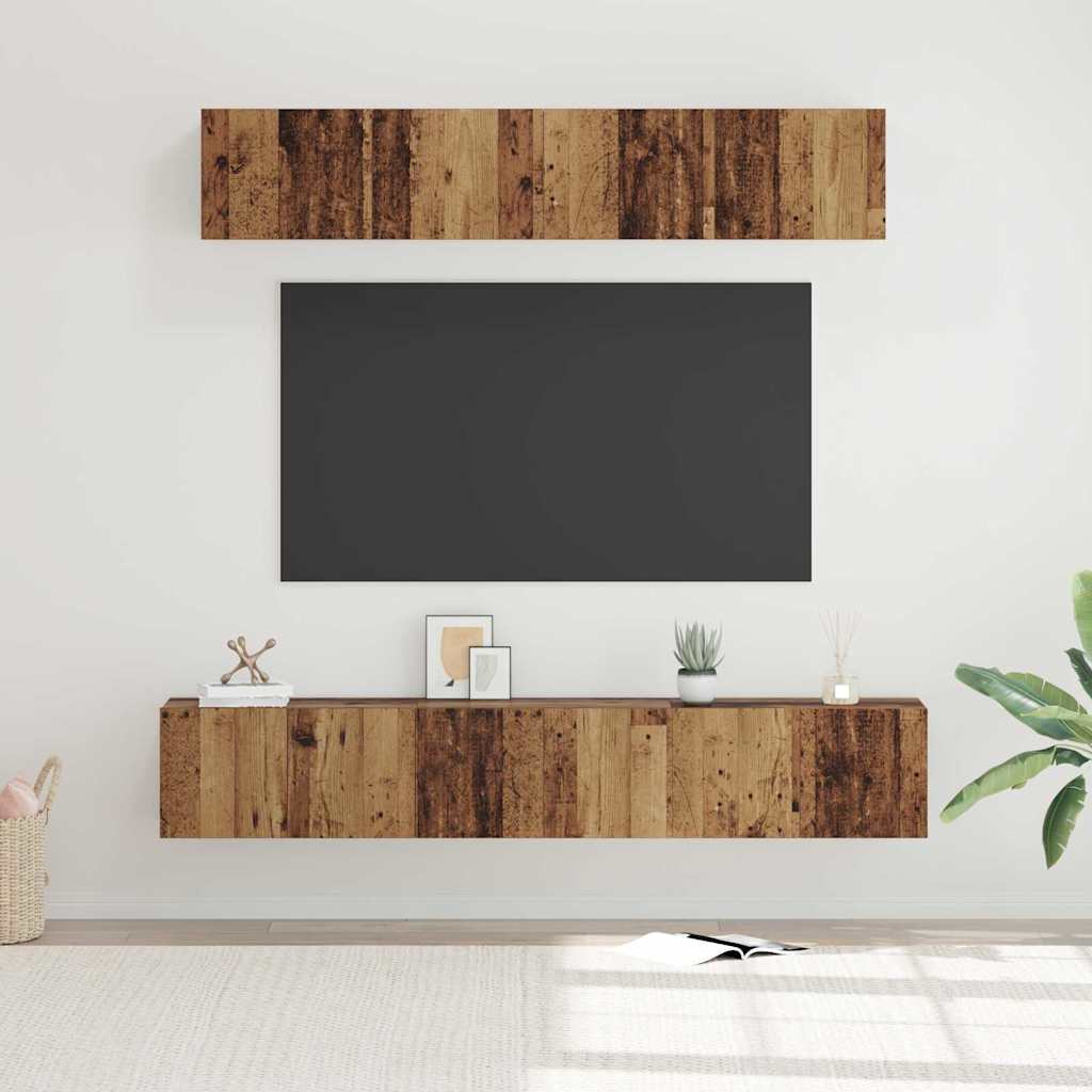 Tv-meubelset Wandgemonteerd 5 pcs Oud Hout Bewerkt hout is nu te koop bij PeponiXL, paradijselijk wonen!