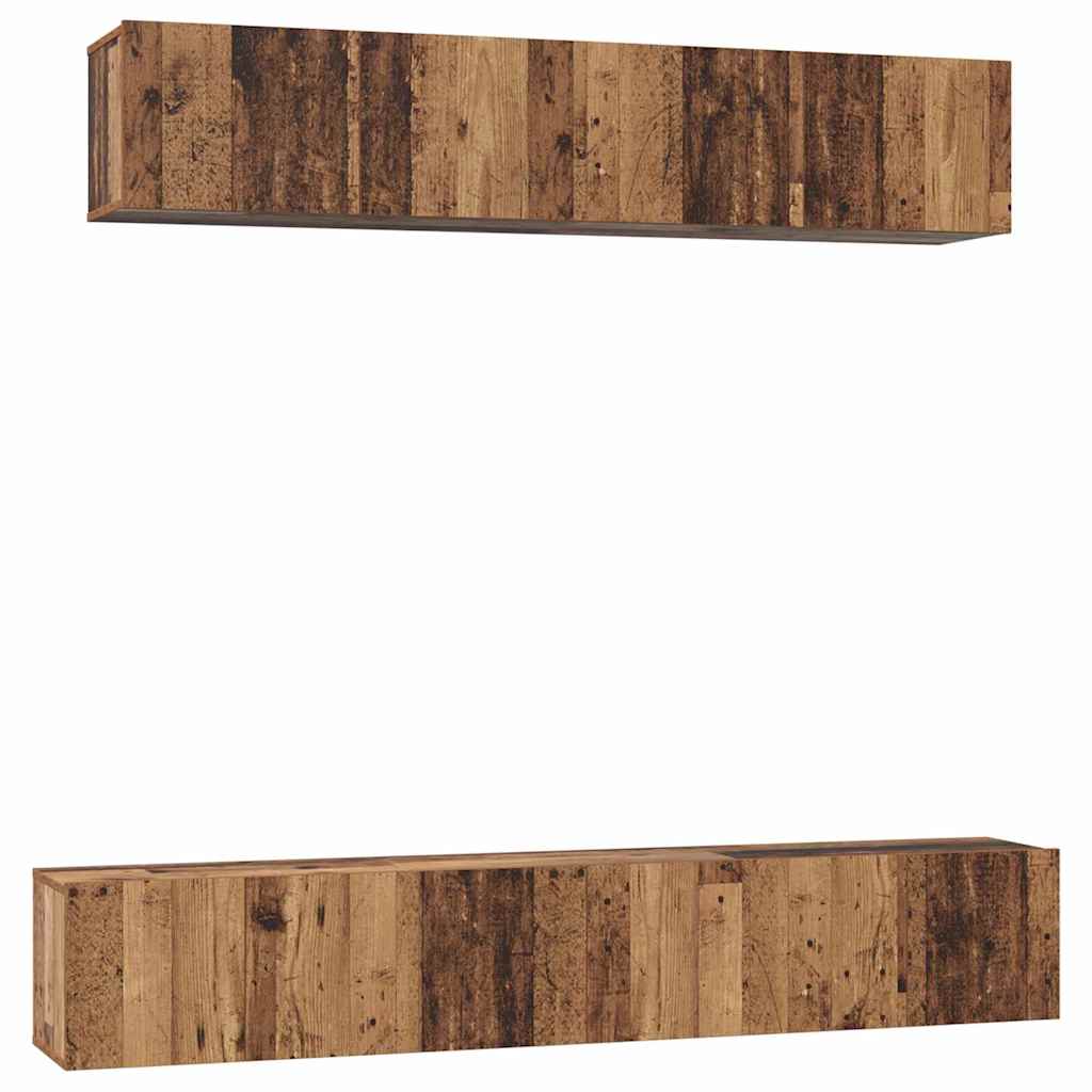 Tv-meubelset Wandgemonteerd 5 pcs Oud Hout Bewerkt hout is nu te koop bij PeponiXL, paradijselijk wonen!