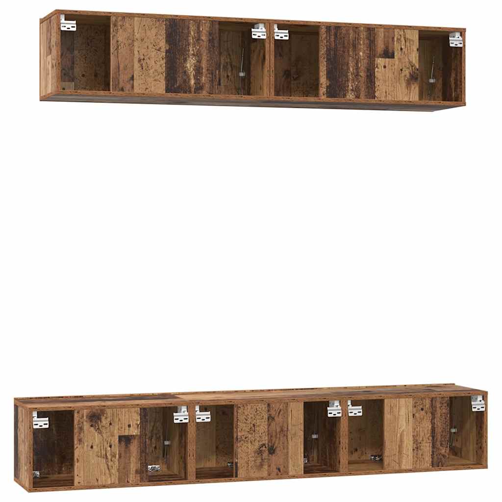 Tv-meubelset Wandgemonteerd 5 pcs Oud Hout Bewerkt hout is nu te koop bij PeponiXL, paradijselijk wonen!