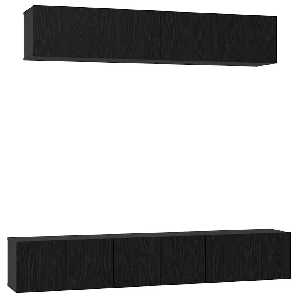 Tv-meubelset Wandgemonteerd 5 pcs Zwart Eiken Bewerkt hout is nu te koop bij PeponiXL, paradijselijk wonen!