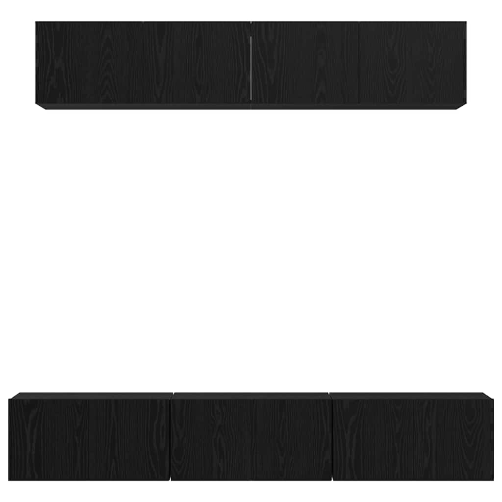 Tv-meubelset Wandgemonteerd 5 pcs Zwart Eiken Bewerkt hout is nu te koop bij PeponiXL, paradijselijk wonen!