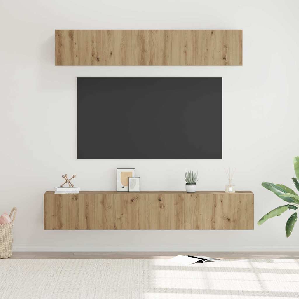 Tv-meubelset Wandgemonteerd 5 pcs Artisan Eiken Bewerkt hout is nu te koop bij PeponiXL, paradijselijk wonen!