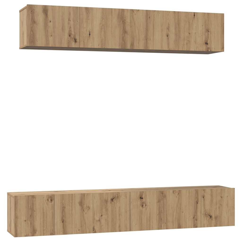 Tv-meubelset Wandgemonteerd 5 pcs Artisan Eiken Bewerkt hout is nu te koop bij PeponiXL, paradijselijk wonen!