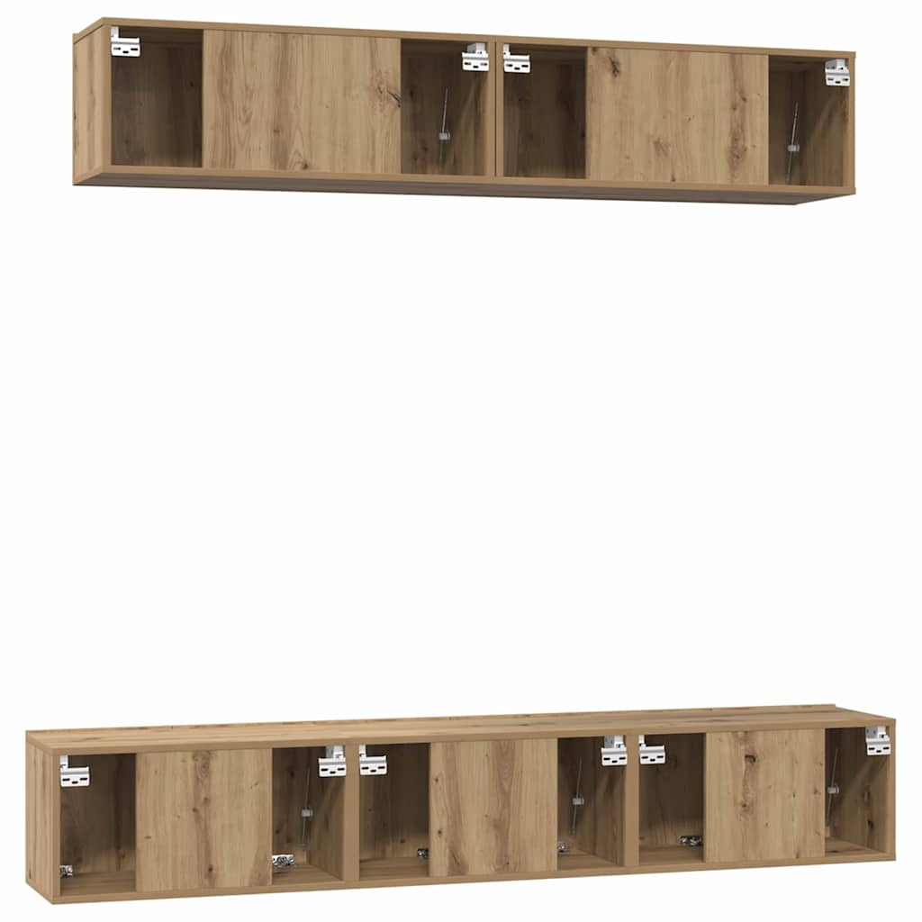 Tv-meubelset Wandgemonteerd 5 pcs Artisan Eiken Bewerkt hout is nu te koop bij PeponiXL, paradijselijk wonen!