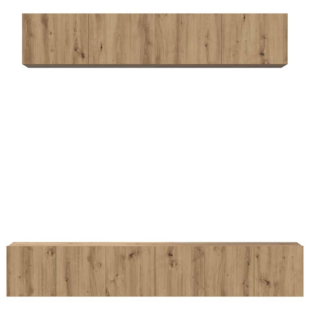 Tv-meubelset Wandgemonteerd 5 pcs Artisan Eiken Bewerkt hout is nu te koop bij PeponiXL, paradijselijk wonen!