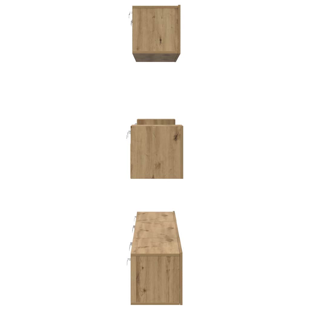 Tv-meubelset Wandgemonteerd 7 pcs Artisan Eiken Bewerkt hout is nu te koop bij PeponiXL, paradijselijk wonen!
