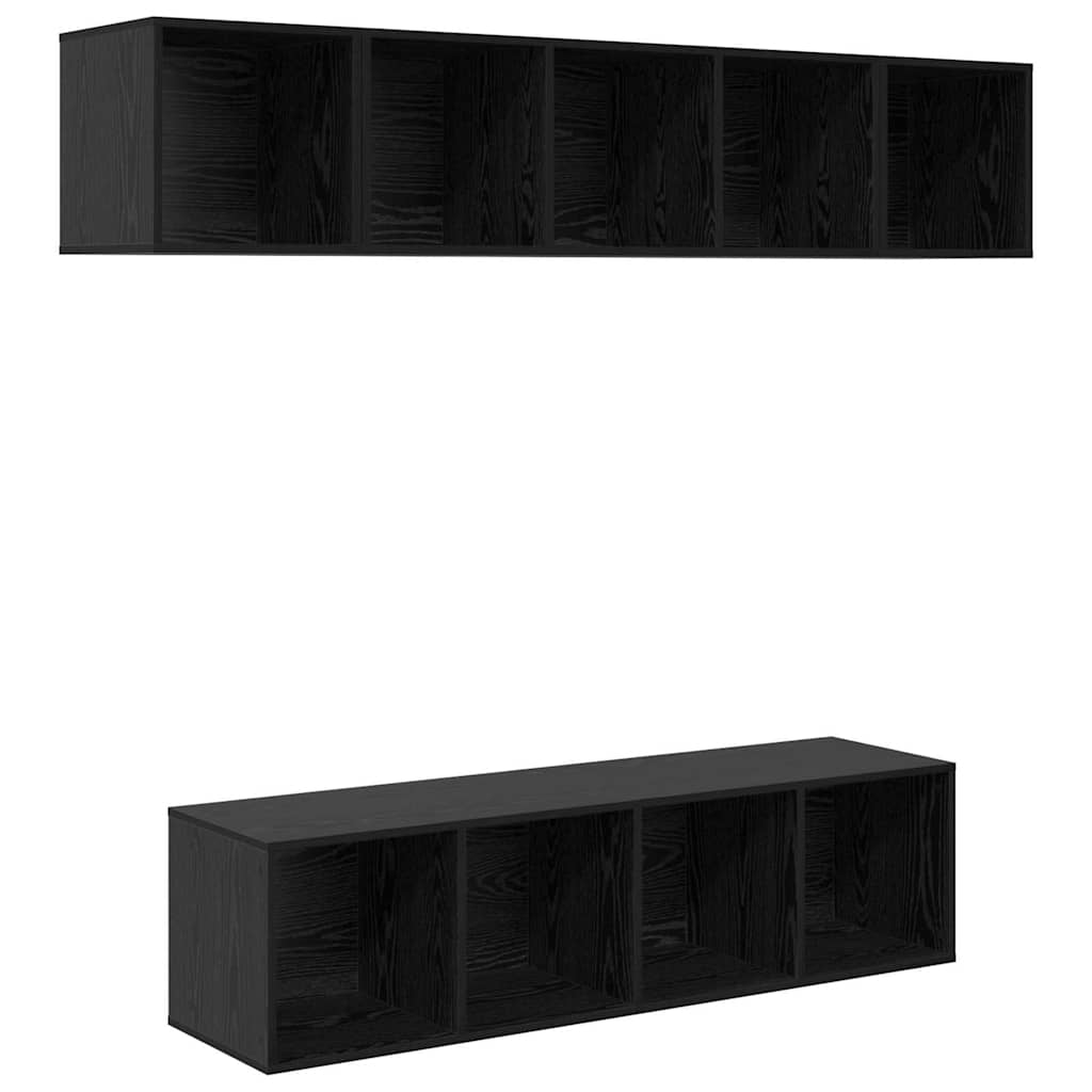 Tv-meubelset Wandgemonteerd 4 pcs Zwart Eiken Bewerkt hout is nu te koop bij PeponiXL, paradijselijk wonen!