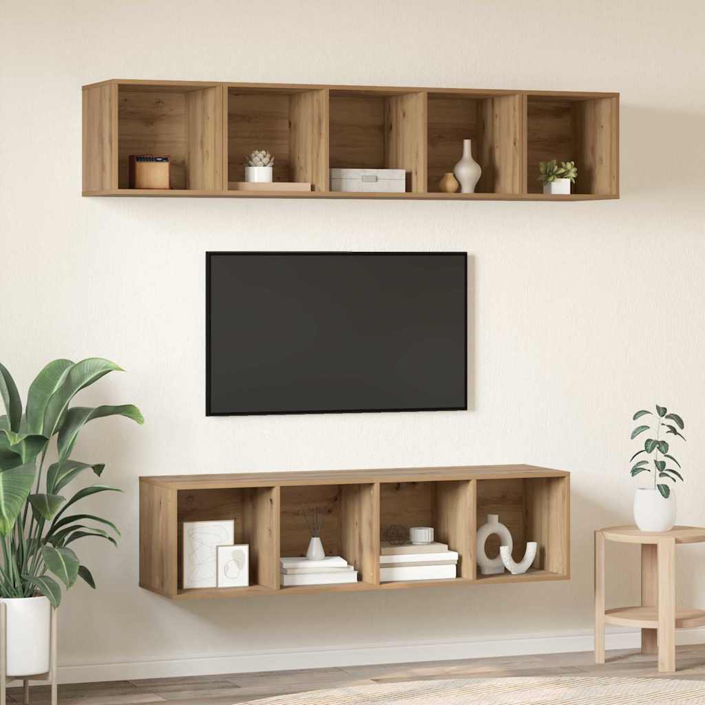 Tv-meubelset Wandgemonteerd 4 pcs Artisan Eiken Bewerkt hout is nu te koop bij PeponiXL, paradijselijk wonen!