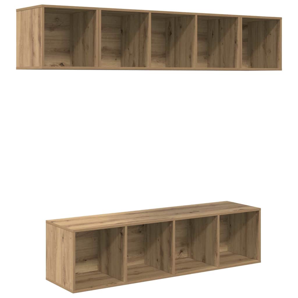 Tv-meubelset Wandgemonteerd 4 pcs Artisan Eiken Bewerkt hout is nu te koop bij PeponiXL, paradijselijk wonen!