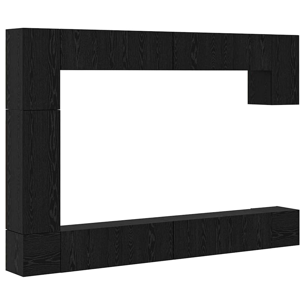 Tv-meubelset Wandgemonteerd 9 pcs Zwart Eiken Bewerkt hout is nu te koop bij PeponiXL, paradijselijk wonen!