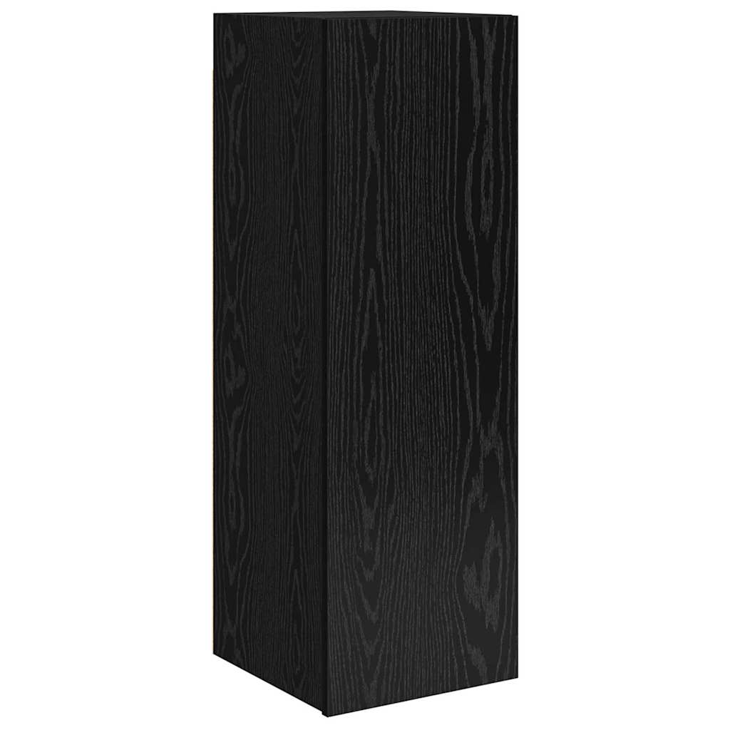 Tv-meubelset Wandgemonteerd 9 pcs Zwart Eiken Bewerkt hout is nu te koop bij PeponiXL, paradijselijk wonen!