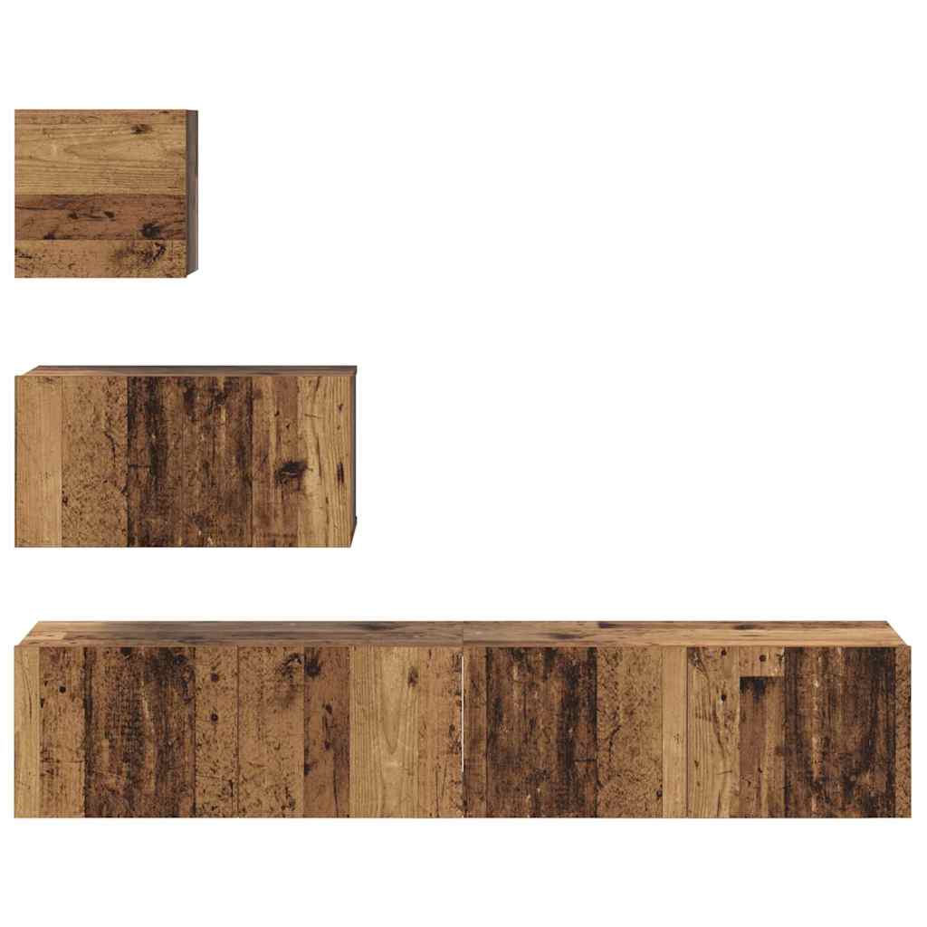 Tv-meubelset Wandgemonteerd 4 pcs Oud Hout Bewerkt hout is nu te koop bij PeponiXL, paradijselijk wonen!