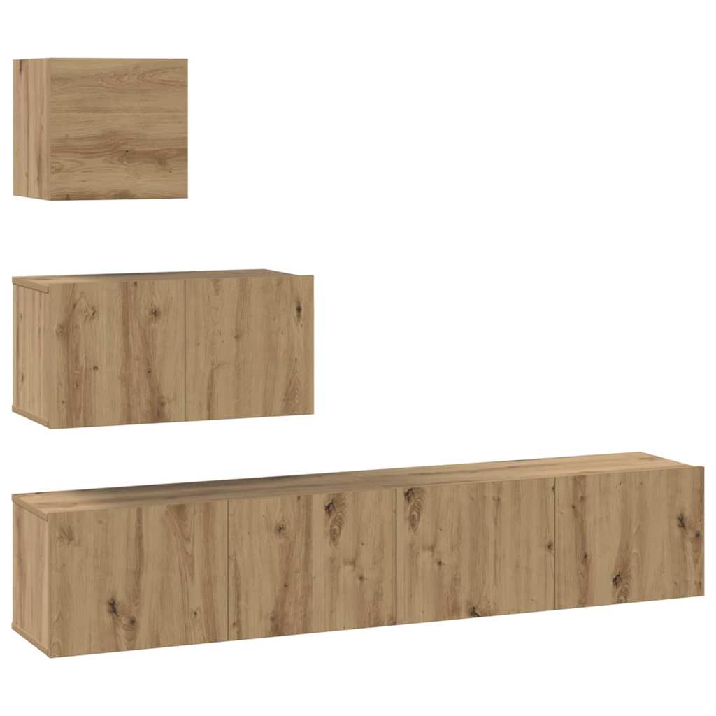 Tv-meubelset Wandgemonteerd 4 pcs Artisan Eiken Bewerkt hout is nu te koop bij PeponiXL, paradijselijk wonen!