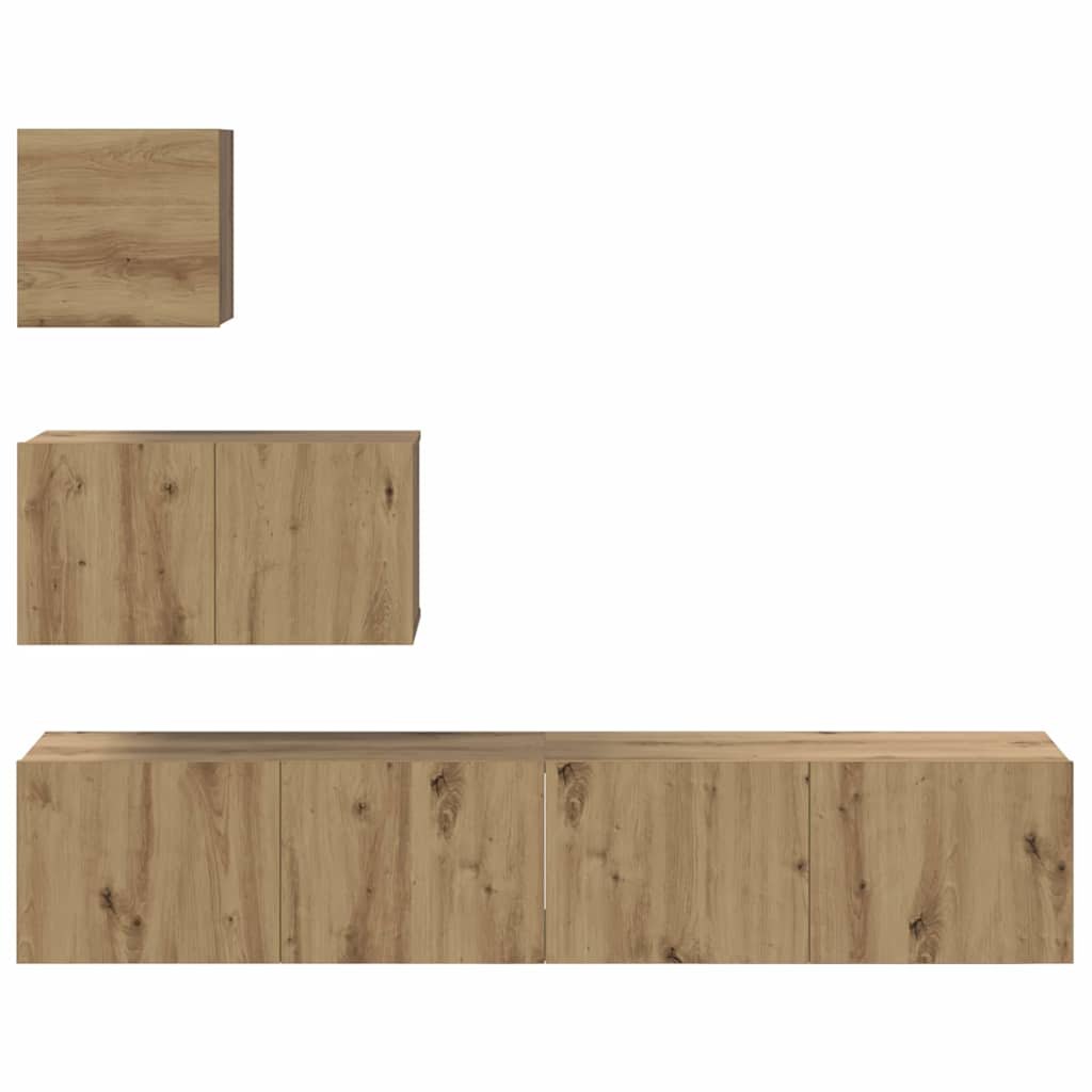 Tv-meubelset Wandgemonteerd 4 pcs Artisan Eiken Bewerkt hout is nu te koop bij PeponiXL, paradijselijk wonen!