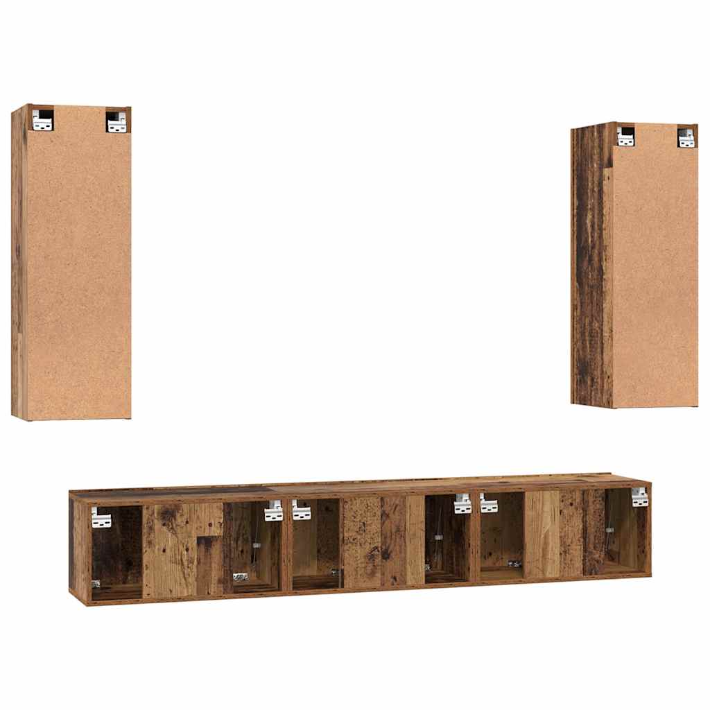 Tv-meubelset Wandgemonteerd 5 pcs Oud Hout Bewerkt hout is nu te koop bij PeponiXL, paradijselijk wonen!
