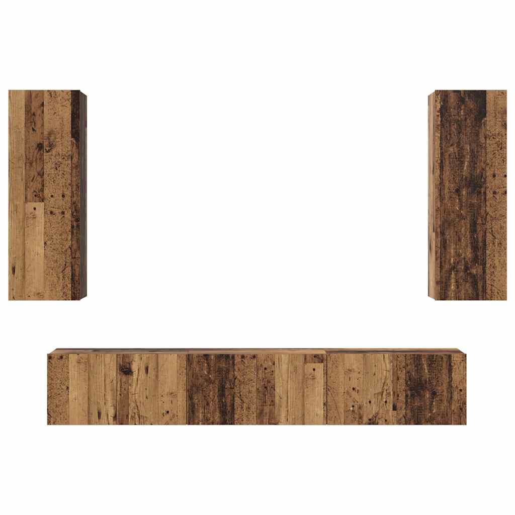 Tv-meubelset Wandgemonteerd 5 pcs Oud Hout Bewerkt hout is nu te koop bij PeponiXL, paradijselijk wonen!