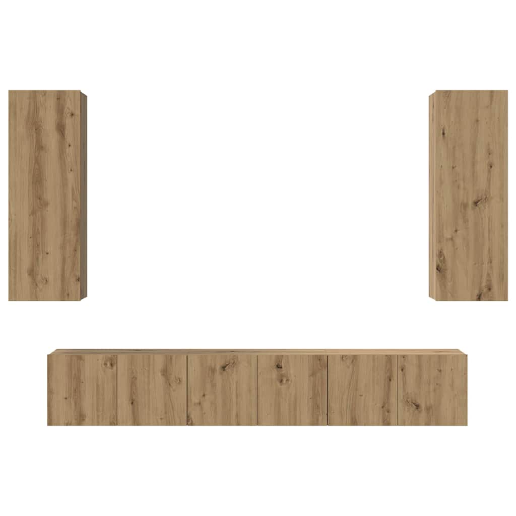 Tv-meubelset 5 pcs Artisan Eiken Bewerkt hout is nu te koop bij PeponiXL, paradijselijk wonen!