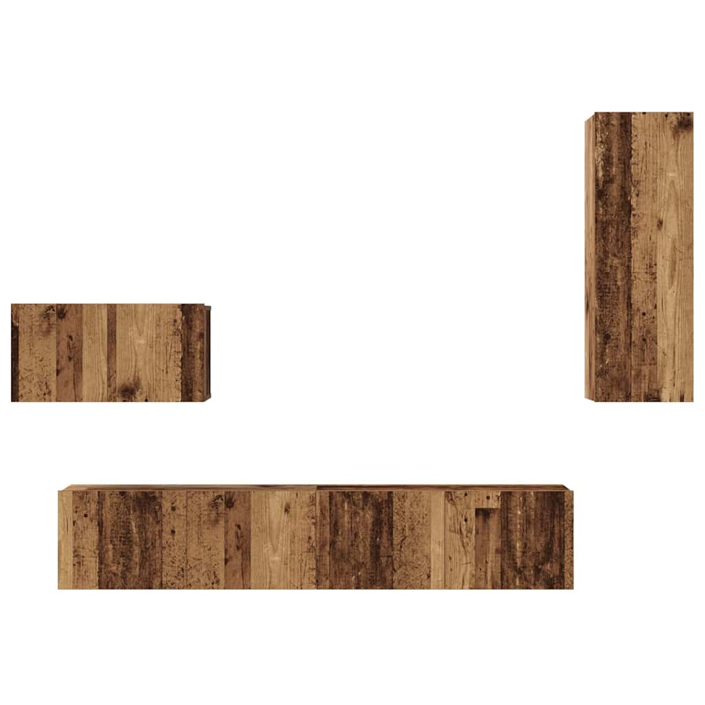 Wand TV Kast Wandgemonteerd 4 pcs Oud Hout Bewerkt hout is nu te koop bij PeponiXL, paradijselijk wonen!
