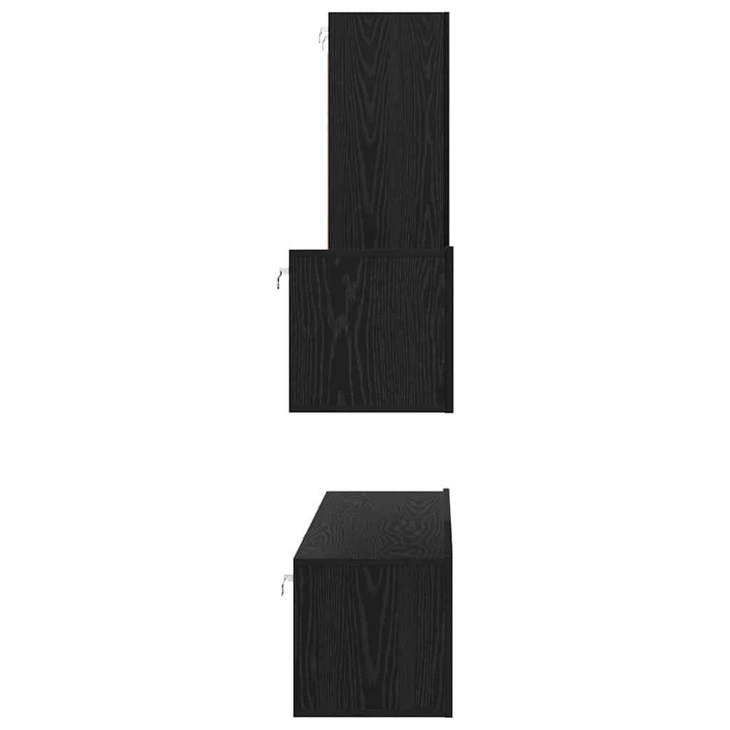 Wand TV Kast Wandgemonteerd 4 pcs Zwart Eiken Bewerkt hout is nu te koop bij PeponiXL, paradijselijk wonen!