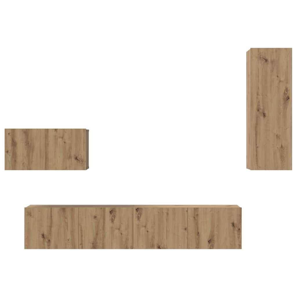 Wand TV Kast Wandgemonteerd 4 pcs Artisan Eiken Bewerkt hout is nu te koop bij PeponiXL, paradijselijk wonen!