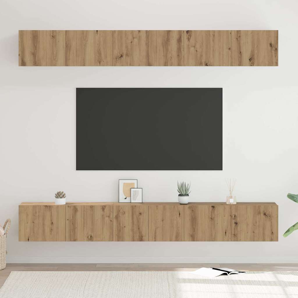 Tv-meubelset Wandgemonteerd 6 pcs Artisan Eiken Bewerkt hout is nu te koop bij PeponiXL, paradijselijk wonen!