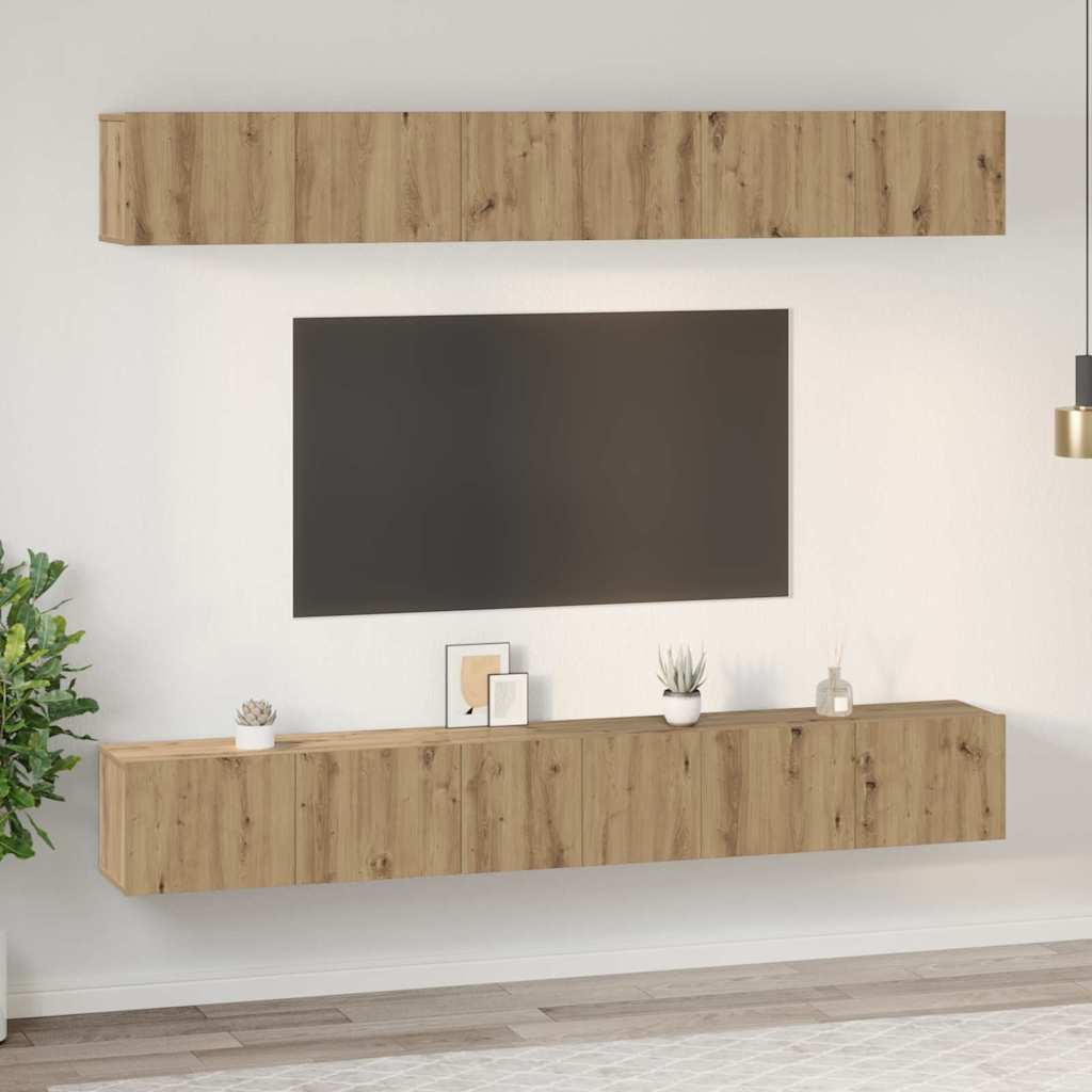 Tv-meubelset Wandgemonteerd 6 pcs Artisan Eiken Bewerkt hout is nu te koop bij PeponiXL, paradijselijk wonen!