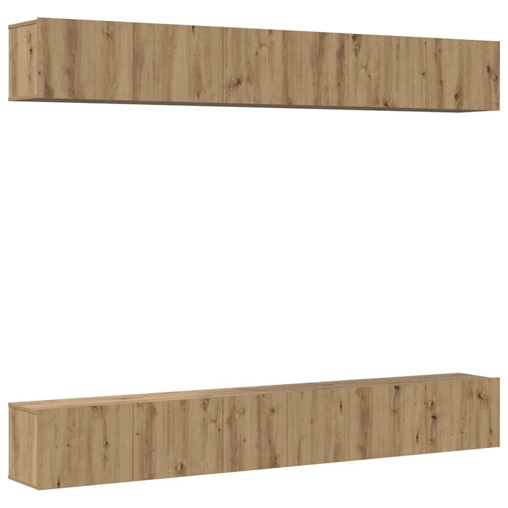 Tv-meubelset Wandgemonteerd 6 pcs Artisan Eiken Bewerkt hout is nu te koop bij PeponiXL, paradijselijk wonen!