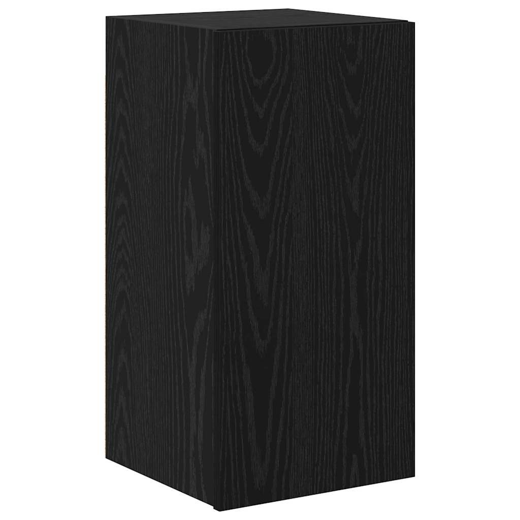 Wand tv-kast Wandgemonteerd 3 pcs Zwart Eiken Bewerkt hout is nu te koop bij PeponiXL, paradijselijk wonen!